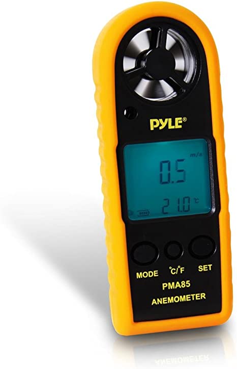 Pyle Digital Anemometer Handheld Thermometer - Portable Handheld Meter, Wind Speed, Wind Chill, Air Temperature, Air Velocity Gauge, Wind Weather Meter with Backlight, Battery Included - PMA85