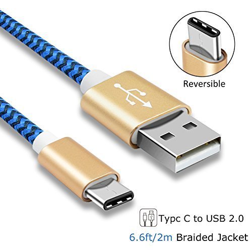 Magic-T Type C Cable 66ft2m Braided Charging Cord with Reversible Connector Metal for Macbook Apple TV 4 Venue 8 Pro10 Pro Microsoft Lumia 950950 XL and More Blue