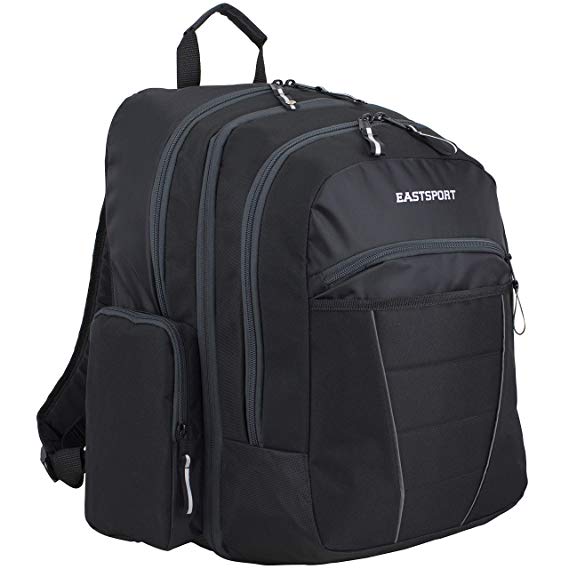 Eastsport Multipurpose Expandable Backpack with Multiple Compartments and External USB Charging Port - Black