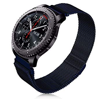V-MORO Milanese Band Compatible with Gear S3 Frontier/Galaxy Watch 46mm Bands Stainless Steel Metal Bracelet Strap for Samsung Gear S3 Smartwatch/Galaxy Watch 46mm R800 6.3"-9.8" Navy Blue