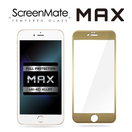 iPhone 66s Plus iloome ScreenMate MAX Curved Edge Tempered Glass Screen Protector for Apple iPhone 6 Plus 55 inch with FULL Edge-to-Edge Cover xAl-4Cr Alloy Frame Color Gold