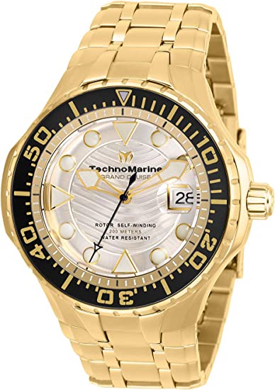TechnoMarine Men's Cruise Blue Reef Automatic Watch with Stainless Steel Strap, Gold, 27 (Model: TM-118077)