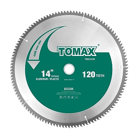 TOMAX 14-Inch 120 Tooth TCG Thin Aluminum and Non-Ferrous Metal Saw Blade with 1-Inch Arbor