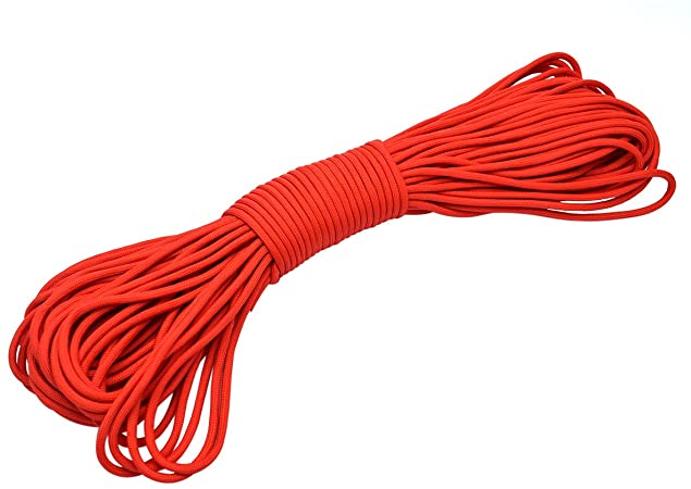 100ft Type III 7 Strand Core Paracord 550 Parachute (21# Red)