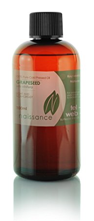 Naissance Grapeseed, 100% Pure Cold Pressed Carrier Oil - 3.4 Oz (100ml)