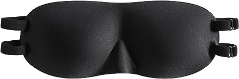 ALASKA BEAR Sleep Mask 2 Straps, Deep Concave Molded Foam Mask with 3D Convex Eye Cups and Light Blocking Nose Contour, Two Elastic Bands Stay on Head Non-Slip, Black