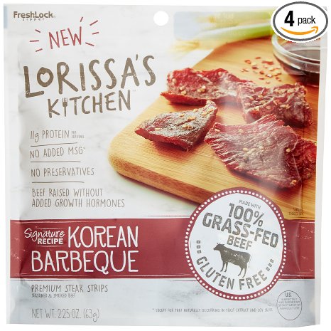Lorissa's Kitchen Premium Steak Strips, Korean Barbeque, 2.25 Ounce (Pack of 4)