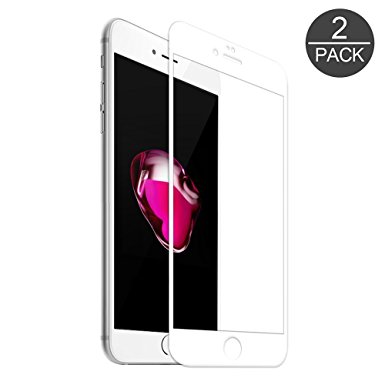 Lymor iPhone 7 Plus Screen Protector, Anti-UV Relieve Eye Fatigue 3D Touch Edge to Edge [Bubble Free] [9H Hardness] [Blue Light Filter] Full Coverage Military Standard Tempered Glass (2 Pack, White)
