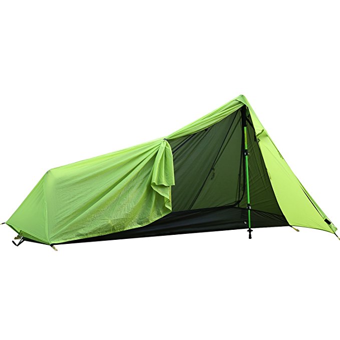 Andake 780g Ultralight Tent, Waterproof 1 Person Camping Tent, Double Sided Silicone Coated 15D Nylon Ripstop Fabric,Double-Wall Backpacking Tent with Carry Bag, Idea for Climbing, Hiking and Travel