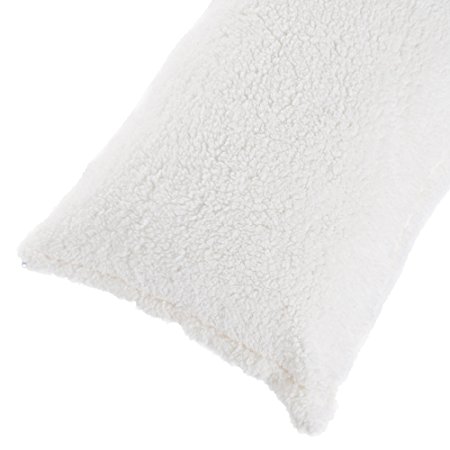 Body Pillow Cover. Sherpa with side zipper by Lavish Home – 18 ”x52” (White)