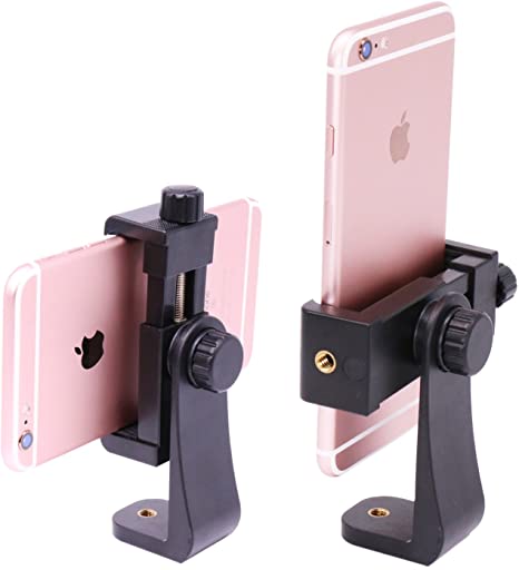 Ulanzi Phone Tripod Mount Adapter/Vertical Bracket Smartphone Holder/Cell Phone Clip Clipper Sidekick 360 Degree Smartphone Video Tripod Clamp Compatible for iPhone Xs X 7 Plus Samsung Android