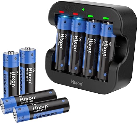 Rechargeable AA Batteries with Charger,Hixon 3500mWh High-Capacity AA Rechargeable Battery,Constant 1.5V Rechargeable Double A,1600 Cycle Lithium Batteies AA Rechargeable,Max 3A Current[8AA 1Charger]