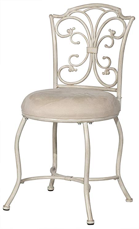 Hillsdale Furniture Sparta Vanity Stool, White with Gold Rub