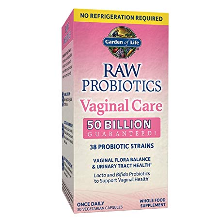 Garden of Life RAW Probiotics Vaginal Care Shelf Stable - 50 Billion CFU Guaranteed Through Expiration, Acidophilus - Once Daily - Certified Gluten Free - No Refrigeration - 30 Vegetarian Capsules