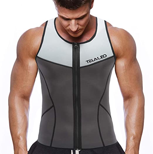 TELALEO Neoprene Sauna Vest for Men, Sweat Shirt Waist Trainer, Body Shaper Slimming Suit Weight Loss