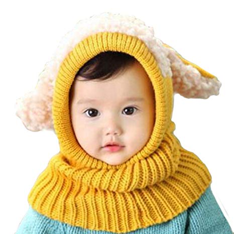 Dongtu Catoon Dog Shape Kids Winter Knitted Hood Scarf Beanie Hats & Caps