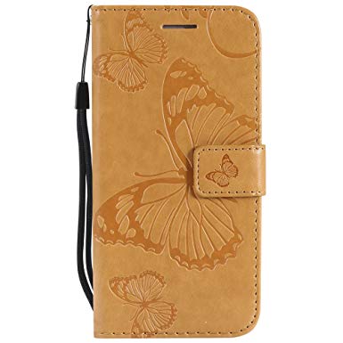 BasicStock for iPhone 6 iPhone 6s 4.7 inch Genuine Leather Wallet Case Cover, Flip Stand, Card Slot, Stylish, Yellow