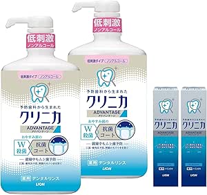 クリニカ アドバンテージ デンタルリンス 低刺激 ノンアルコール 900ml 2個セット 医薬部外品 ミニ歯磨き粉30g付き