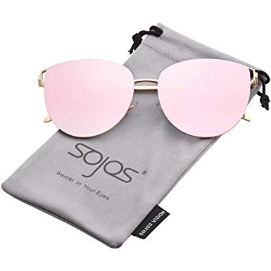 SOJOS Mirrored Flat Lens Fashion Sunglasses for Women SJ1085