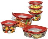 Rubbermaid FG7J11TRCHILI Food Storage Container with Easy Fine Lids Set of 12 Red