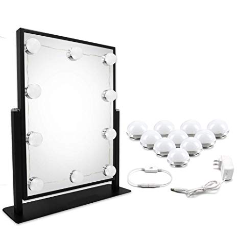 inShareplus WQRQ-036 Hollywood Style LED Mirror Kit with 10 Dimmable Light Bulbs, Perfect for Makeup Vanity Table Set in Dressing Room, Daylight White