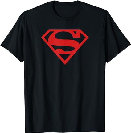 Superman Red on Black Shield T-Shirt