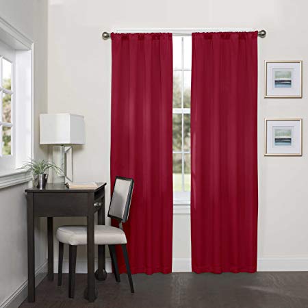 ECLIPSE Room Darkening Curtains for Bedroom - Darrell 37" x 95" Thermal Insulated Single Panel Rod Pocket Light Blocking Curtains for Living Room, Chili