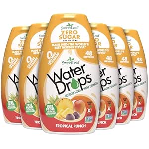 SweetLeaf Water Drops, Tropical Punch – Sugar-Free Water Enhancer Drops, Stevia & Monk Fruit Sweetener Water Flavoring, 1.62 Oz (Pack of 6)