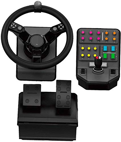 Logitech G Farm Simulator Heavy Equipment Bundle (2nd Generation), Steering Wheel Controller for Farm Simulation 19 (or Older), Wheel, Pedals, Vehicule Side Panel Control Deck for PC/PS4