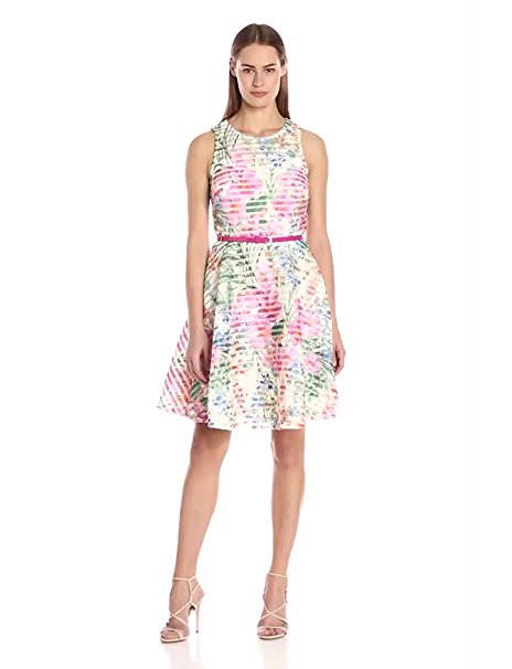 Gabby Skye Women's Floral Printed Fit and Flare Dress