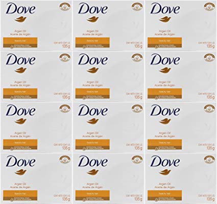 Dove Argan Oil Beauty Bar Soap, 4.75 Oz / 135 Gr (Pack of 12 Bars)