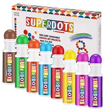 Washable Dot Markers, Magicfly 8 Colors Non-Toxic Paint Marker for Kids, Water-Based Dab Marker for Toddlers, Dauber Marker Perfect for Preschool Art Supply