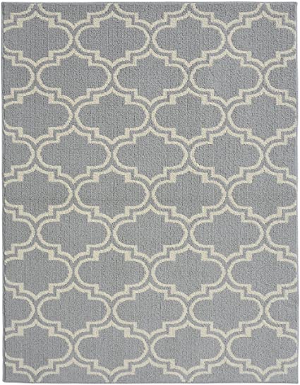 Garland Rug Silhouette Area Rug, 8 by 10-Inch, Silver/Ivory