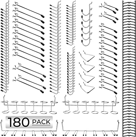 180-PACK Pegboard Hooks Pegboard Accessories,Peg Board Utility Hooks Bins for Tools