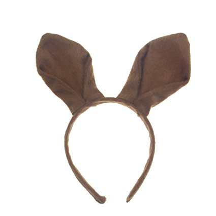 Pagreberya Brown Bunny Ears Headband Handmade Plush Party Accessory and Costume
