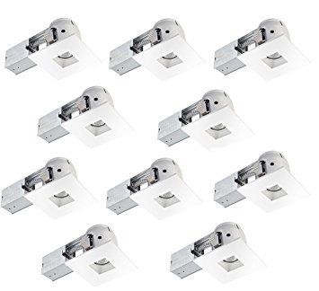 4" Dimmable Downlight Swivel Spotlight Recessed Lighting Kit, Contractor's (10-Pack), Easy Install Push-N-Click Clips, Globe Electric 90872
