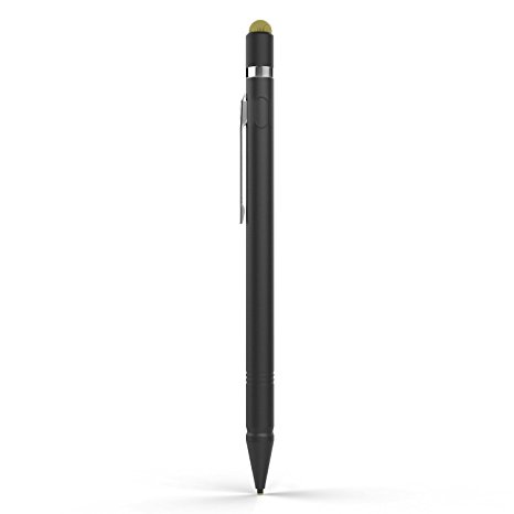 MoKo Universal Active Stylus, 2 in 1 High-precision 1.5mm Capacitive Pen, with Ultra Fine Fiber Mesh Tip for Touch Screen Devices (iPad, iPhone, Samsung and More) - Black