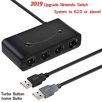 GameCube Adapter, Wii U GameCube Controller Adapter with Turbo and Home Buttons, 4 Ports NGC Controller Adapter for Wii U,Nintendo Switch and PC, Easy to Plug and No Driver Need(Black)