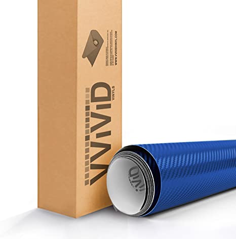 VViViD XPO Electric Blue 3D Carbon Fiber Vinyl Wrap Roll with Air Release Technology (6ft x 5ft)