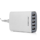 Poweradd 25W 5V5A Family-Sized 5 Port Desktop USB Wall Charger Travel Power Adapter for iPhone 6S 6 Plus 5S 5C iPad Air  Mini Samsung Tab S  A Galaxy S6 Edge  Note 5 4 Smartphones Tablets More