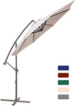 HASLE OUTFITTERS Offset Patio Umbrella 10FT Cantilever Umbrella Outdoor Market Umbrella Hanging Umbrella with Cross Base Beige
