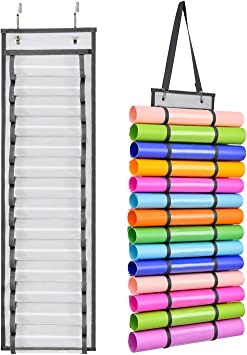 Vinyl Roll Holder, 14 Compartments Hanging Vinyl Storage Organizer Wall Mount Craft Organizers and Storage Foldable Vinyl Roll Storage Plastic Bag Holder Rack for Craft Room