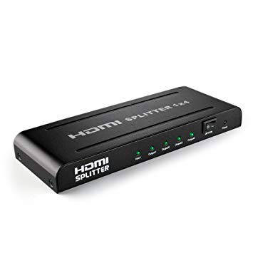 TNP HDMI Splitter 1 in 4 out 1x4 / 4 Port HDMI Audio Video Out Four Ouputs Distribution Repeater Amplifier Split Box Support HDCP 1.3 3D Full HD 1080P Compatible DVD Blu-ray PS4 PS3 XBox One 360