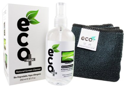 Screen Cleaner KIT 250ML  1 Xtra Fine Microfiber Towels  All Natural  MADE IN UK GREEN PRODUCT NO AMMONIA AND ALCOHOL Cleans All Dusts and stains Best for Laptop iPhone iPad Computers Touch screens etc