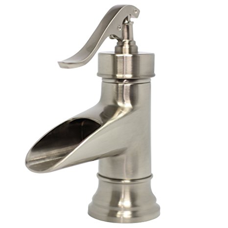 MYHB MLAN1509BN-1 Waterfall Single Control Vessel Bathroom Sink Faucet, Brushed Nickel by MYHB