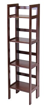 Winsome Wood Folding 4-Tier Shelf, Antique Walnut