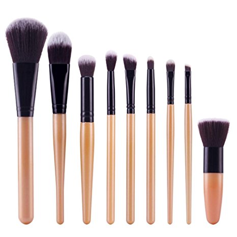 Yoyorule 9pcs Cosmetic Brush Makeup Brush Eyebrow Foundation Powder Brushes Set (Black)