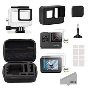 Kupton Accessories Kit for GoPro Hero 5 Black Travel Case Small   Housing Case   Screen Protector   Lens Cover   Silicone Protective Case Outdoor Sport Kit