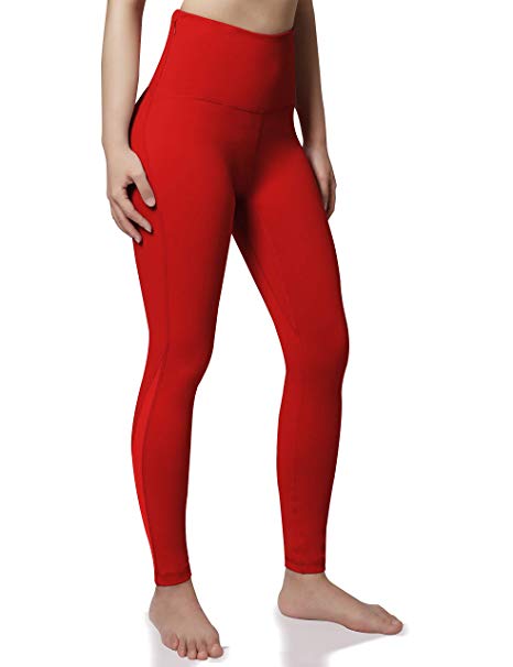 ODODOS Back Pocket High Waist Workout Pants with Mesh,Tummy Control Yoga Gym Running Leggings,Non See-Through Yoga Pants