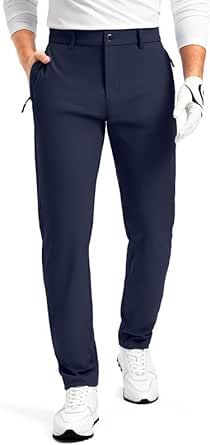 Men's Golf Pants - 30"/32"/34" Slim Fit Stretch Lightweight Dress Pants for Men with Zipper Pockets Casual Work